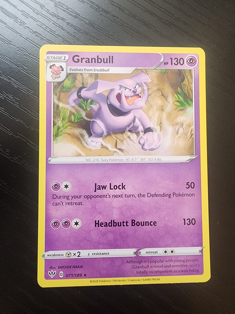 Pokémon Granbull 071/189 Darkness Ablaze 2020